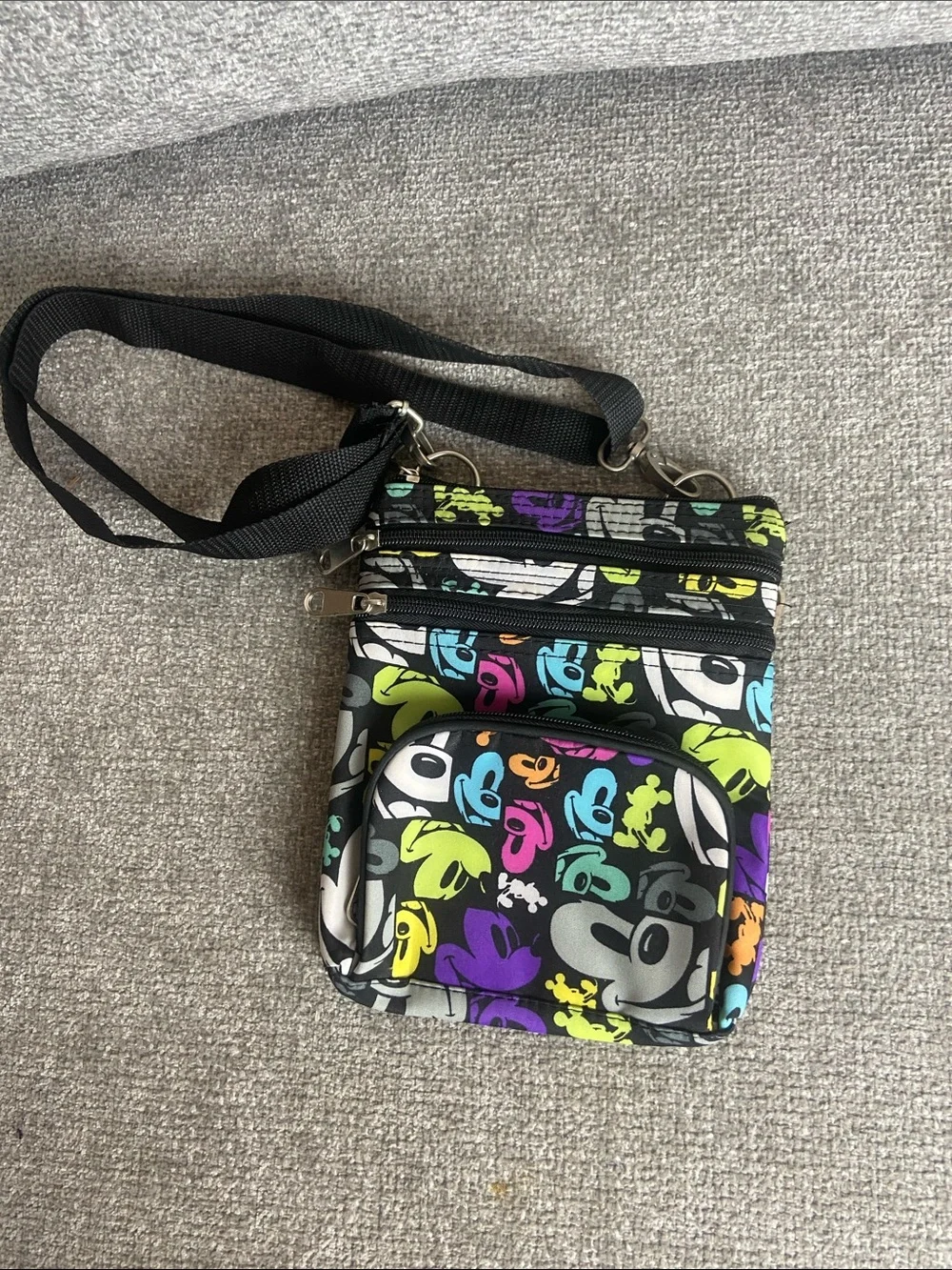 Disney Small Crossbody Bag in Black with Multicolor Character Print